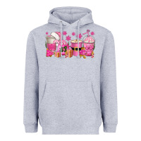 Heather Grey pink christmas coffee cups Heavyweight Hoodie - texasbilliewilder