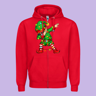Dabbing Elf Zipper Hoodie Designed By Zillion Design Studio