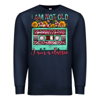 Navy i am not old i am a classic sunflower floral casse Premium Sweatshirt - FaDigitalArtStudio
