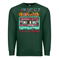 Sports Green i am not old i am a classic sunflower floral casse Premium Sweatshirt - FaDigitalArtStudio