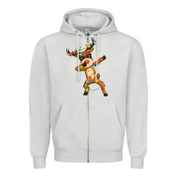 Dove Grey dabbing deer Zipper Hoodie - Zillion Design Studio