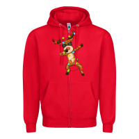 Red dabbing deer Zipper Hoodie - Zillion Design Studio