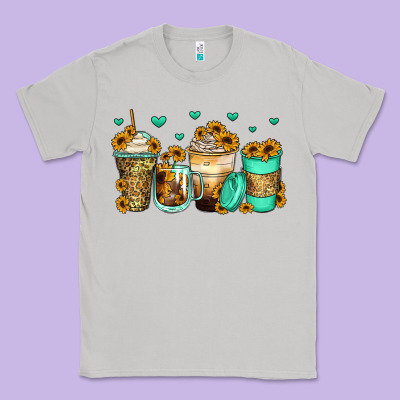 Sunflowers Coffee Cups Classic Tee Designed By Zillion Design Studio