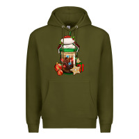 Army Green Christmas vacation trapper hat coffee cup Premium Hoodie - Jasminsmagicworld