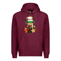 Burgundy Christmas vacation trapper hat coffee cup Premium Hoodie - Jasminsmagicworld
