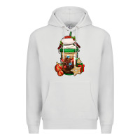 Dove Grey Christmas vacation trapper hat coffee cup Premium Hoodie - Jasminsmagicworld