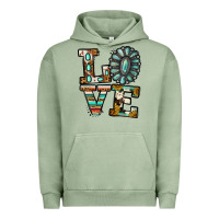 Pigment Oil Green Turquoise Love Urban Hoodie - Jasminsmagicworld