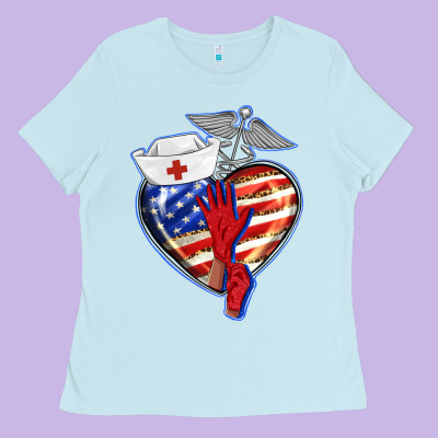 Patriotic Nurse Love Ladies Tee Designed By Barkaloodesign