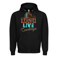 Black long live cowboys Zipper Hoodie - texasbilliewilder
