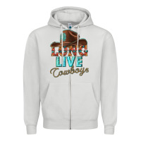 Dove Grey long live cowboys Zipper Hoodie - texasbilliewilder