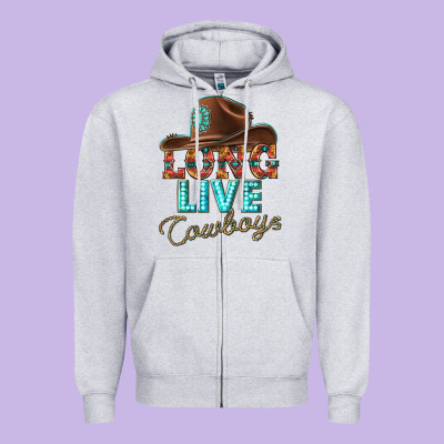 Long Live Cowboys Zipper Hoodie Designed By Texasbilliewilder