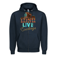 Navy long live cowboys Zipper Hoodie - texasbilliewilder