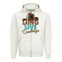 Oatmeal Heather long live cowboys Zipper Hoodie - texasbilliewilder