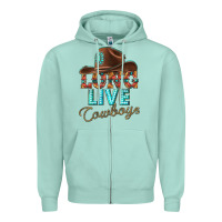 Seafoam long live cowboys Zipper Hoodie - texasbilliewilder