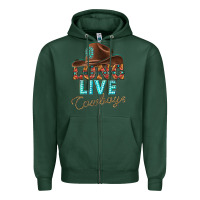 Sports Green long live cowboys Zipper Hoodie - texasbilliewilder