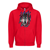 Red Wolf scratch mark Zipper Hoodie - RanaPortraitStore