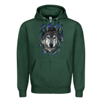 Sports Green Wolf scratch mark Zipper Hoodie - RanaPortraitStore
