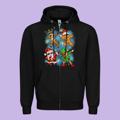 Dabbing Christmas Zipper Hoodie Designed By Zillion Design Studio
