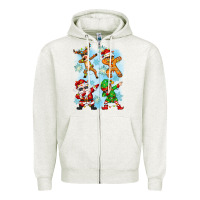 Oatmeal Heather dabbing christmas Zipper Hoodie - Zillion Design Studio