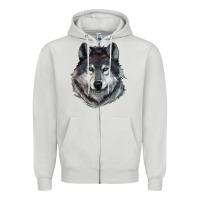Dove Grey Wolf Zipper Hoodie - RanaPortraitStore