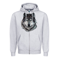 Heather Grey Wolf Zipper Hoodie - RanaPortraitStore