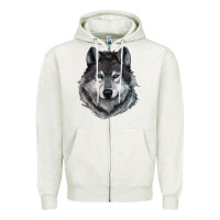 Oatmeal Heather Wolf Zipper Hoodie - RanaPortraitStore