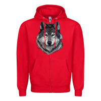 Red Wolf Zipper Hoodie - RanaPortraitStore