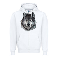 White Wolf Zipper Hoodie - RanaPortraitStore