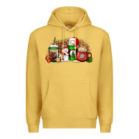 Antique Gold Christmas snow coffee cups Premium Hoodie - Jasminsmagicworld