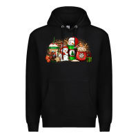 Black Christmas snow coffee cups Premium Hoodie - Jasminsmagicworld