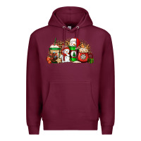 Burgundy Christmas snow coffee cups Premium Hoodie - Jasminsmagicworld