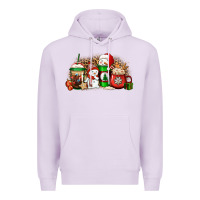 Lilac Christmas snow coffee cups Premium Hoodie - Jasminsmagicworld