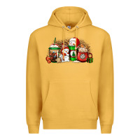 Mustard Christmas snow coffee cups Premium Hoodie - Jasminsmagicworld