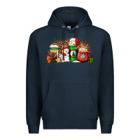 Navy Christmas snow coffee cups Premium Hoodie - Jasminsmagicworld