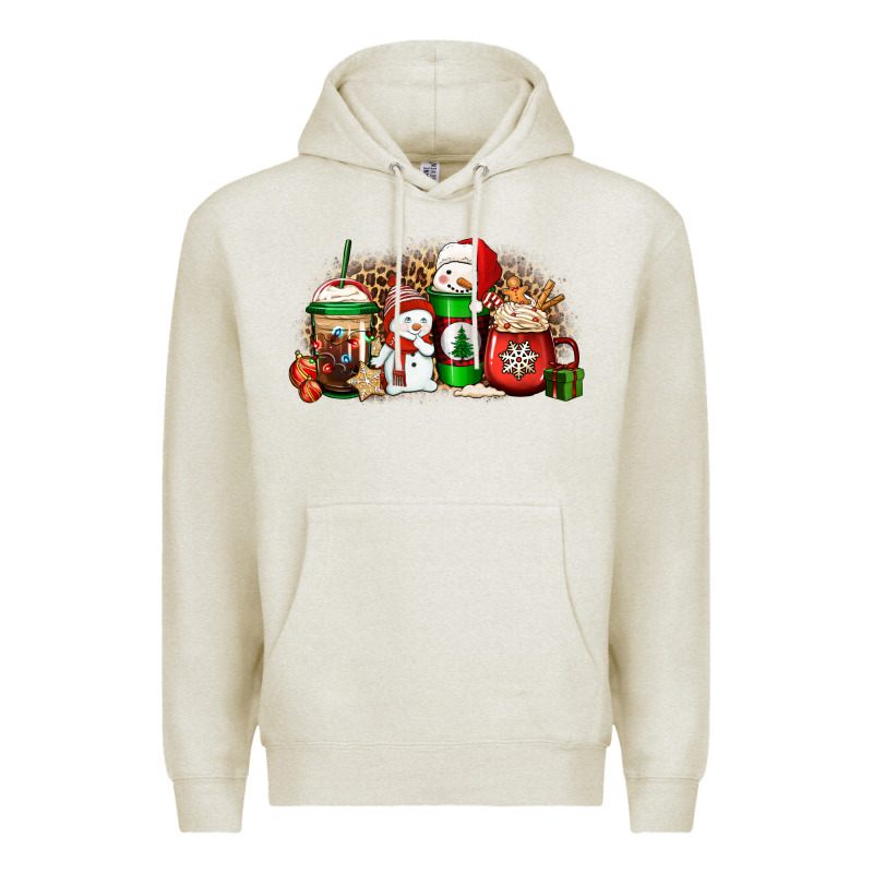 Christmas Snow Coffee Cups Premium Hoodie by Jasminsmagicworld | Teevron