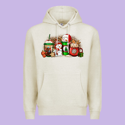Christmas Snow Coffee Cups Premium Hoodie Designed By Jasminsmagicworld