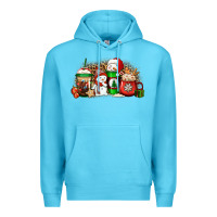 Ocean Blue Christmas snow coffee cups Premium Hoodie - Jasminsmagicworld