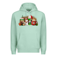 Seafoam Christmas snow coffee cups Premium Hoodie - Jasminsmagicworld