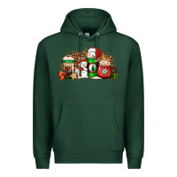 Sports Green Christmas snow coffee cups Premium Hoodie - Jasminsmagicworld