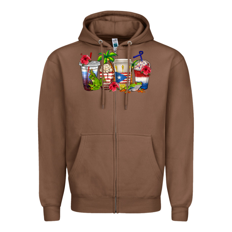 Puerto Rico Coffee Cups Zipper Hoodie by texasbilliewilder | Teevron