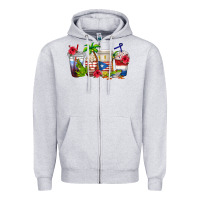Heather Grey puerto rico coffee cups Zipper Hoodie - texasbilliewilder