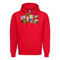 Red puerto rico coffee cups Zipper Hoodie - texasbilliewilder