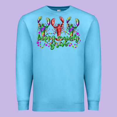 Happy Crawdy Gras Premium Sweatshirt Designed By Racoondesign