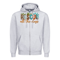 Heather Grey rescue all the dogs Zipper Hoodie - texasbilliewilder