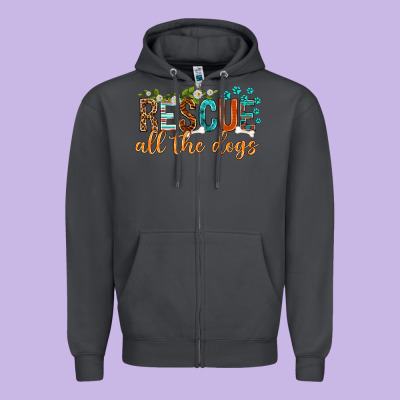 Rescue All The Dogs Zipper Hoodie Designed By Texasbilliewilder