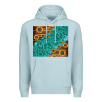 Blue Mist Tooled Leather And Sunflowers Premium Hoodie - Jasminsmagicworld