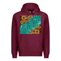 Burgundy Tooled Leather And Sunflowers Premium Hoodie - Jasminsmagicworld