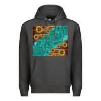Charcoal Heather Tooled Leather And Sunflowers Premium Hoodie - Jasminsmagicworld