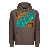 Coffee Tooled Leather And Sunflowers Premium Hoodie - Jasminsmagicworld