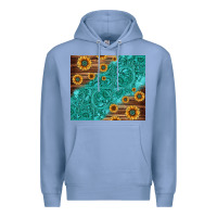 Colony Blue Tooled Leather And Sunflowers Premium Hoodie - Jasminsmagicworld